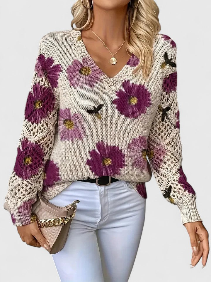 Catarina - Camisola de malha com padrão floral