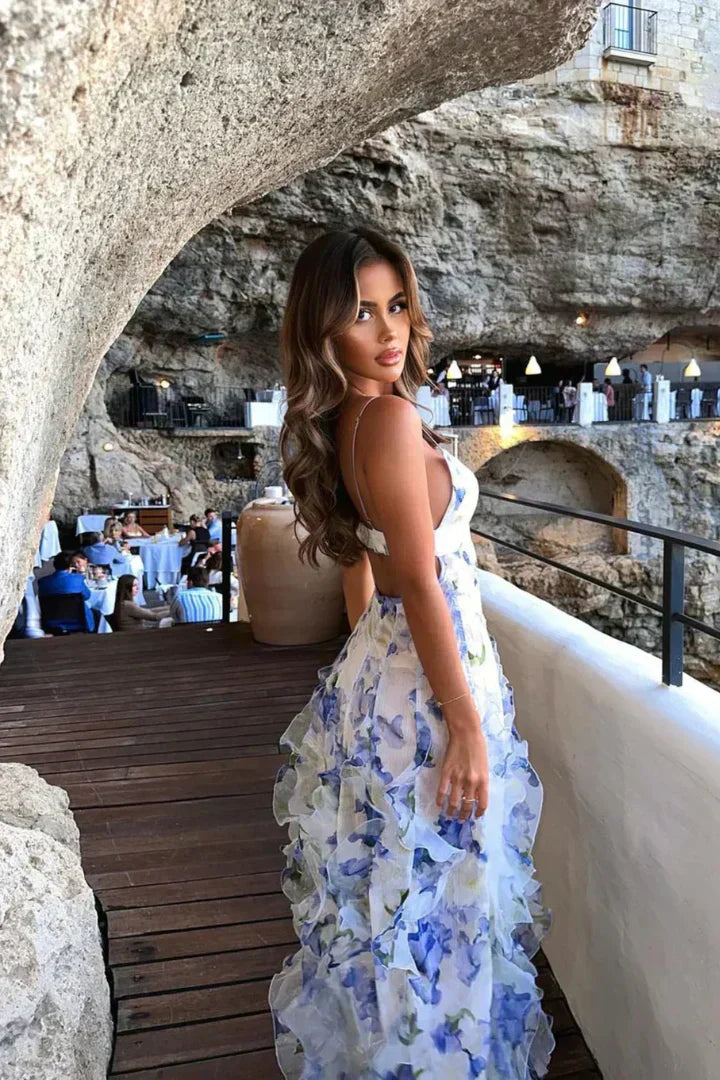 Teresa | Vestido Midi Floral com Ruches