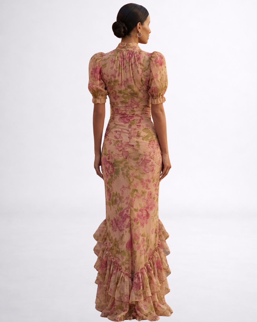 Joana | Vestido Longo Floral em Chiffon