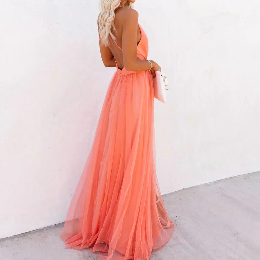 Raquel | Maxi Vestido Luz Coral