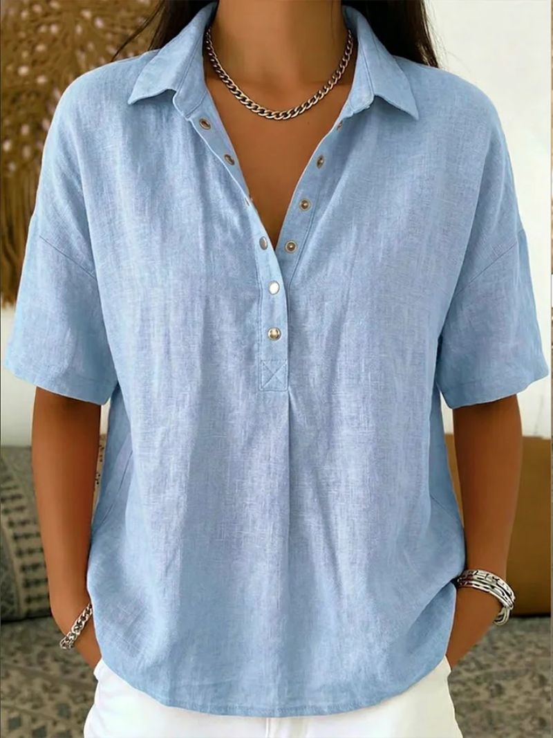 Sara | Blusa com colarinho e detalhe de botão