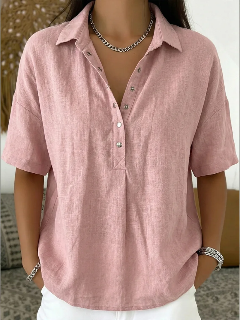 Sara | Blusa com colarinho e detalhe de botão