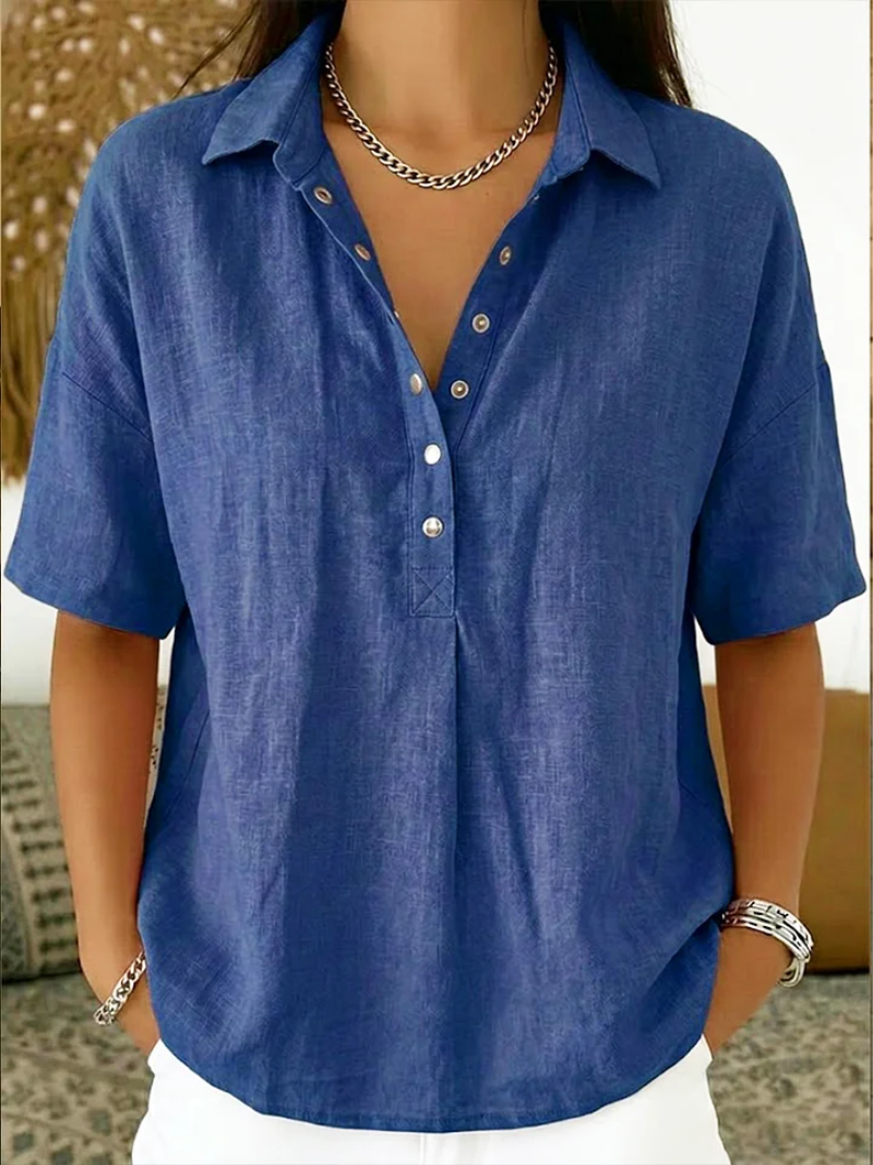 Sara | Blusa com colarinho e detalhe de botão