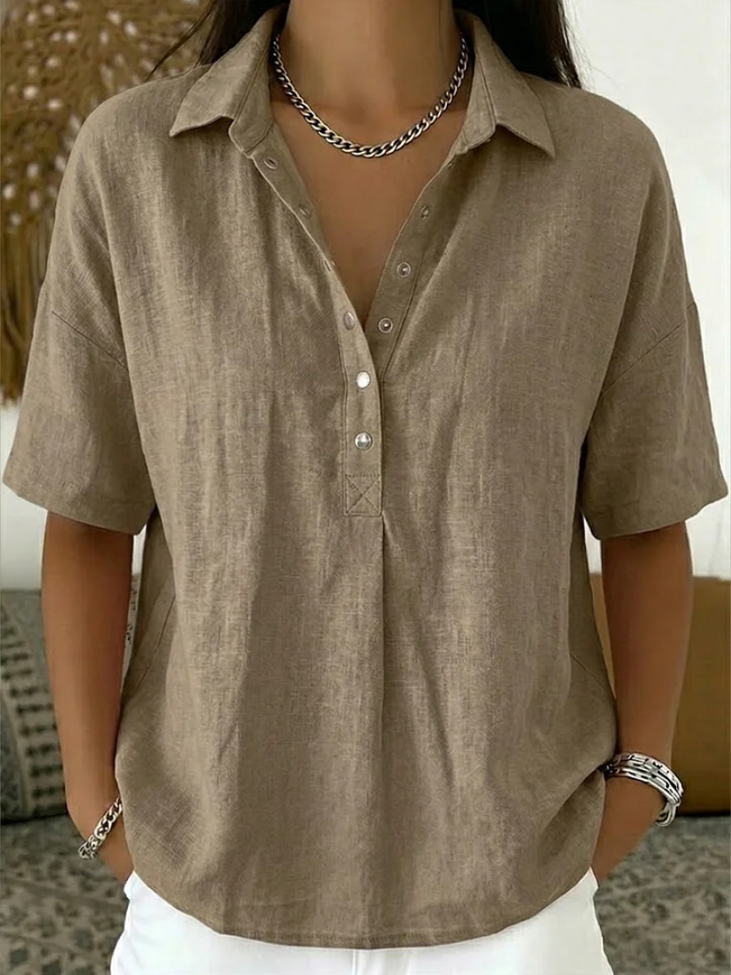 Sara | Blusa com colarinho e detalhe de botão