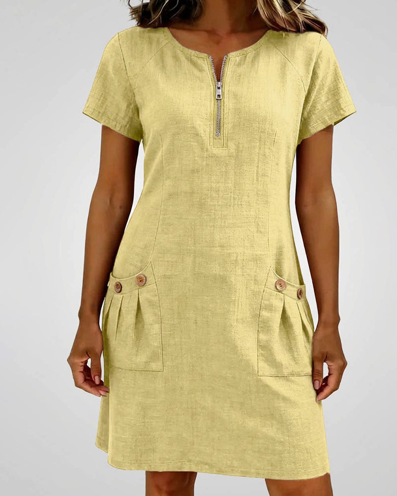 Cláudia | Vestido de algodão com fecho de correr