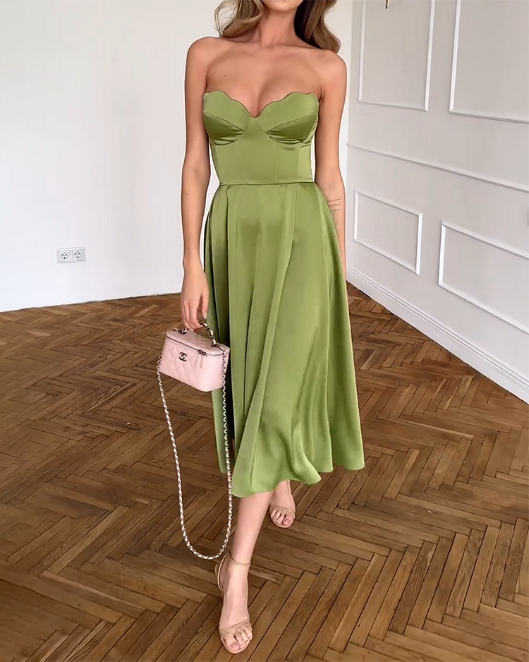 Laura | Vestido Midi Elegante Sem Alças
