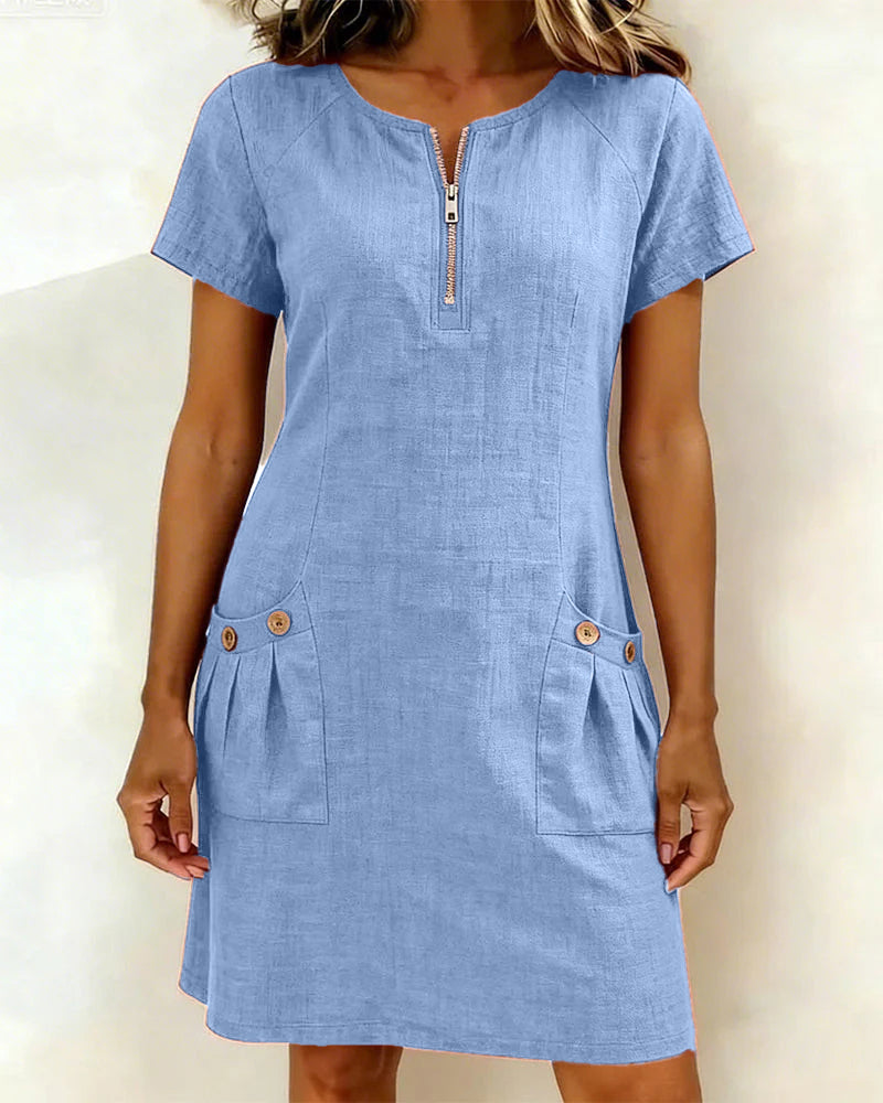 Cláudia | Vestido de algodão com fecho de correr