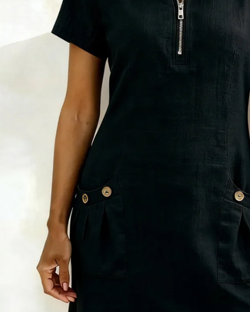 Cláudia | Vestido de algodão com fecho de correr