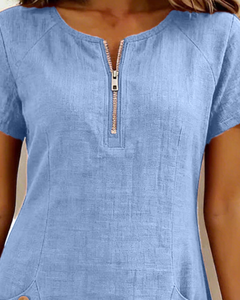Cláudia | Vestido de algodão com fecho de correr
