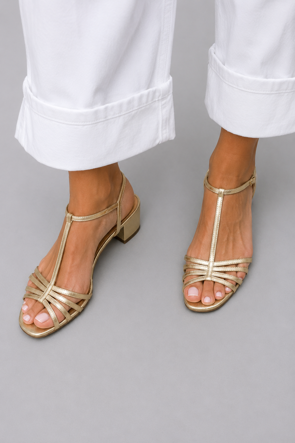 Allegra | Sandálias Douradas Elegância Diária