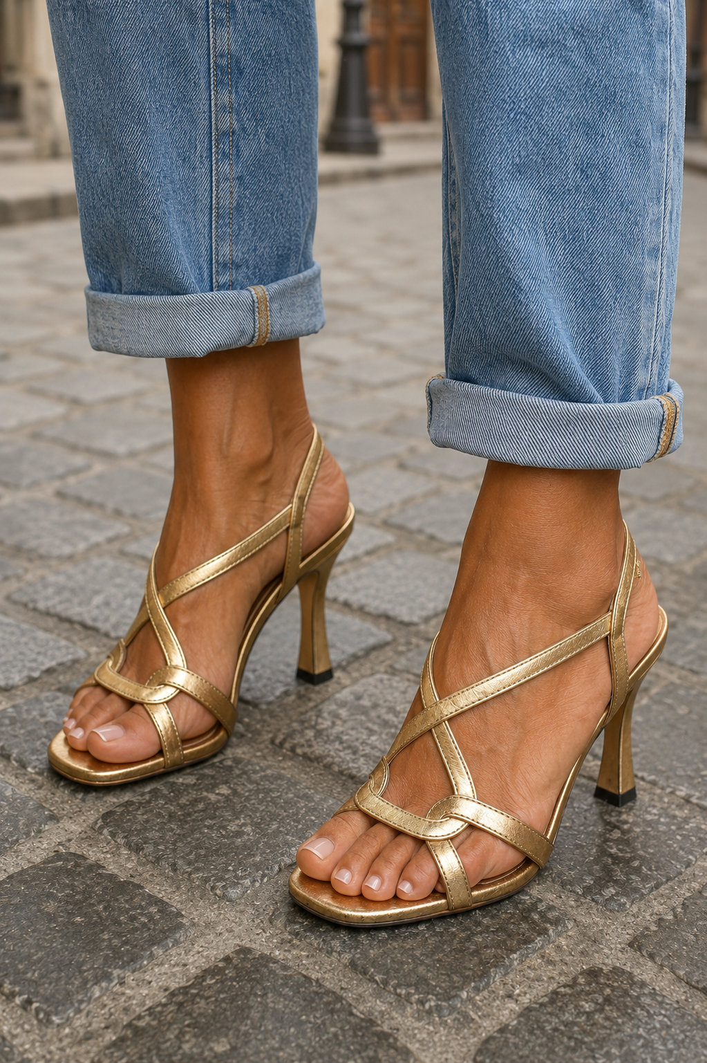 Elisabetta | Sandálias Douradas Charme de Verão