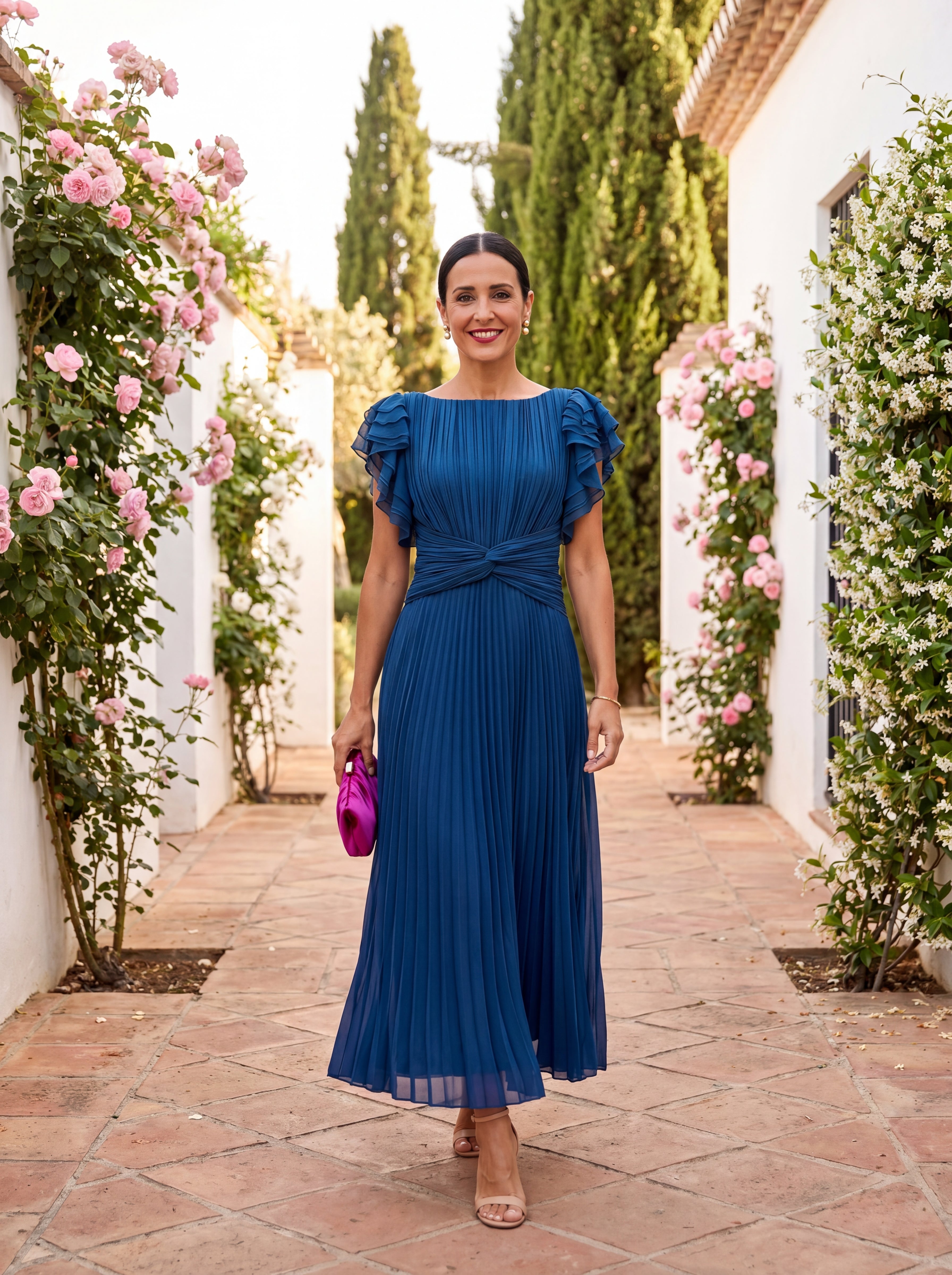 Isabella | Elegante Maxi Vestido Plissado com Cintura Amarrada
