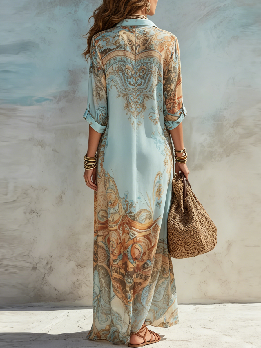 Leonor | Vestido Chemisier Mediterrâneo