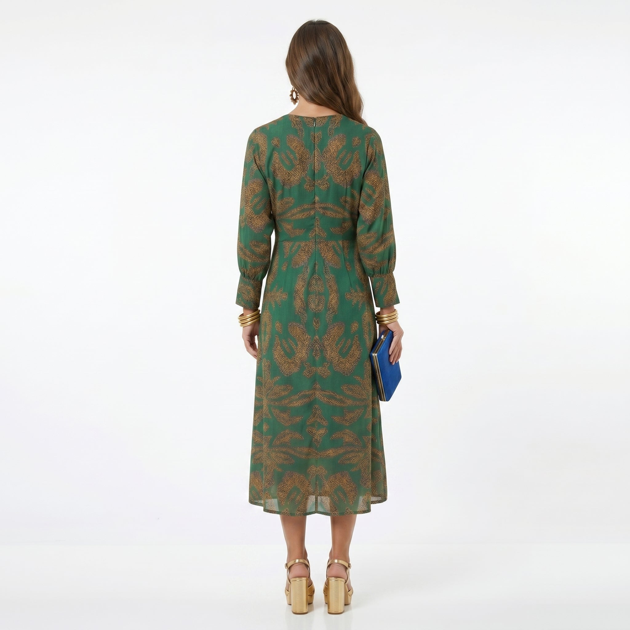 Teresa | Vestido Midi Estampado com Detalhe de Nó