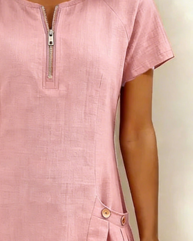 Cláudia | Vestido de algodão com fecho de correr