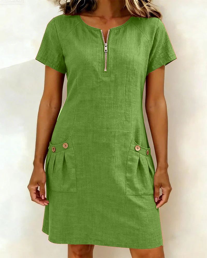 Cláudia | Vestido de algodão com fecho de correr