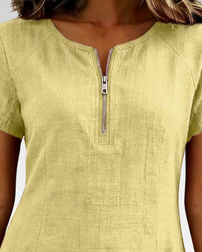 Cláudia | Vestido de algodão com fecho de correr