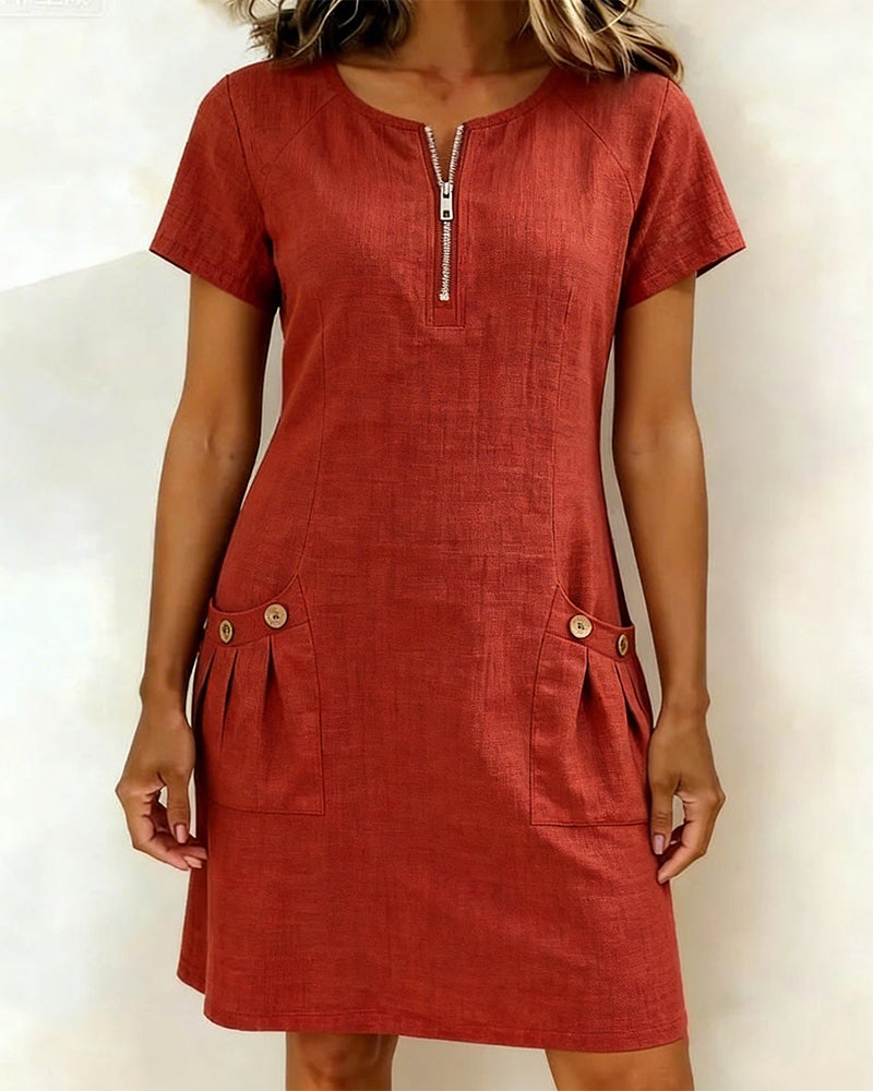 Cláudia | Vestido de algodão com fecho de correr
