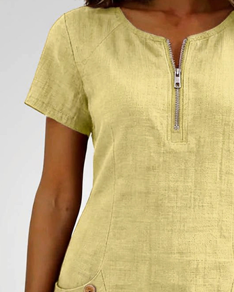 Cláudia | Vestido de algodão com fecho de correr