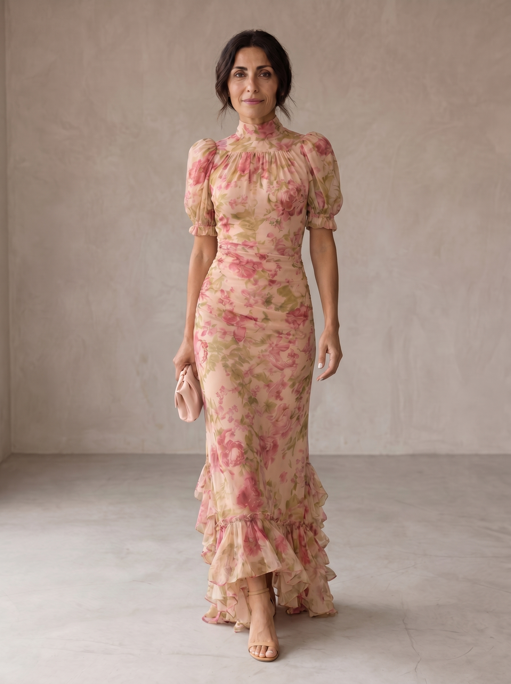 Joana | Vestido Longo Floral em Chiffon