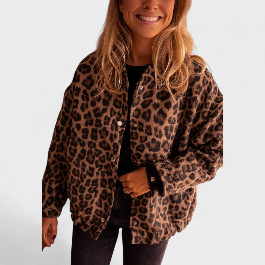 Rosa - Casaco moderno com padrão leopardo