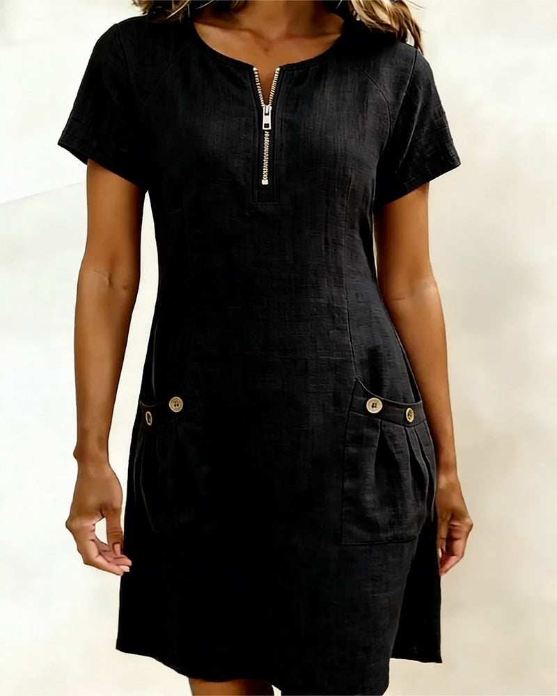 Cláudia | Vestido de algodão com fecho de correr