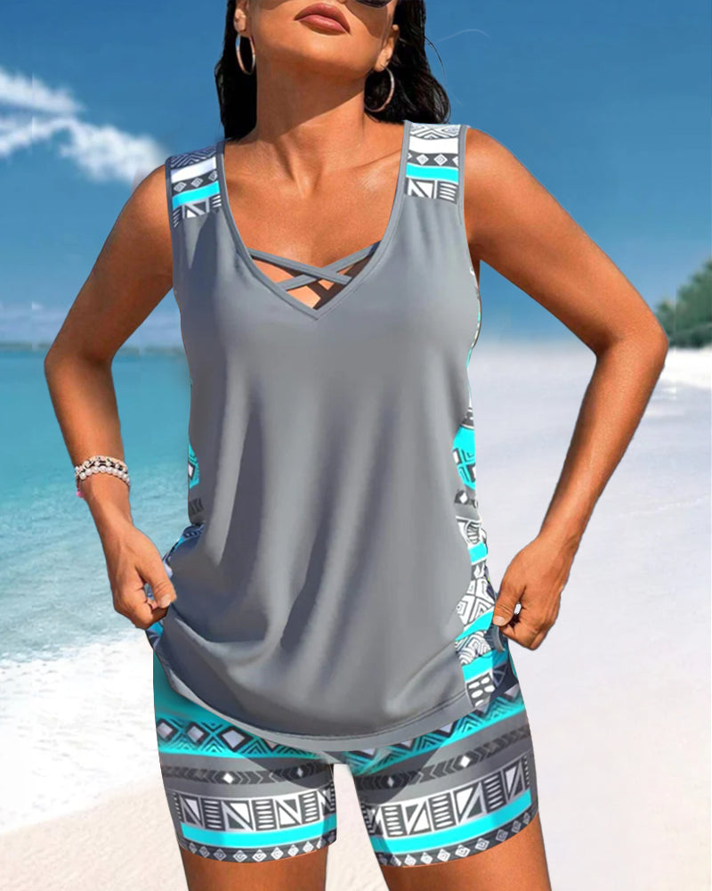Márcia - Tankini com estampado geométrico