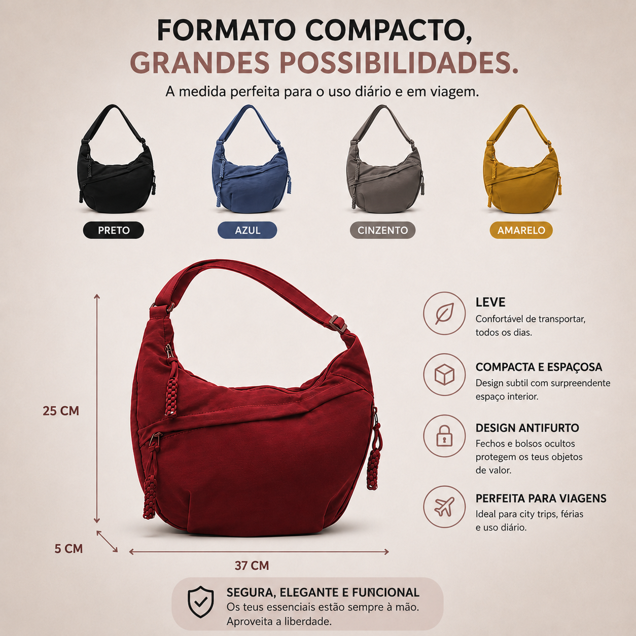 Benedita | Bolsa de Ombro Ocre