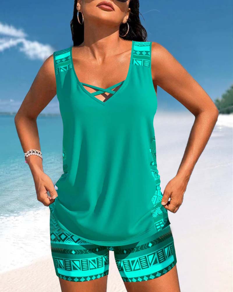 Márcia - Tankini com estampado geométrico