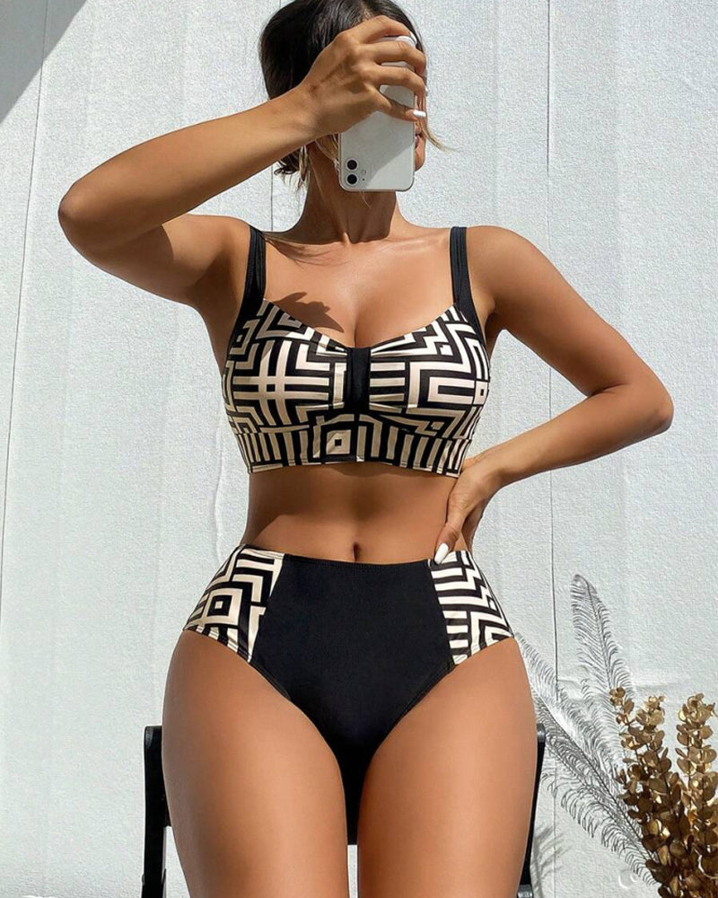 Helena - Biquíni elegante de duas peças com padrão