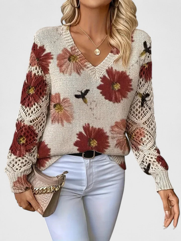 Catarina - Camisola de malha com padrão floral