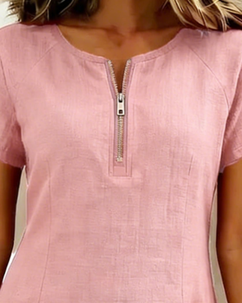 Cláudia | Vestido de algodão com fecho de correr