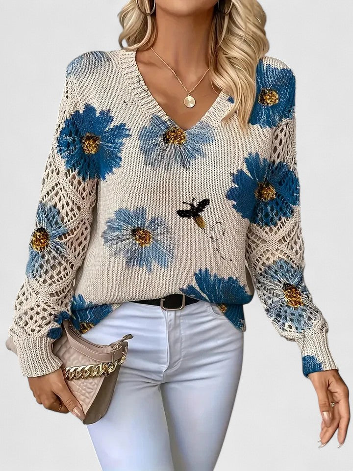 Catarina - Camisola de malha com padrão floral