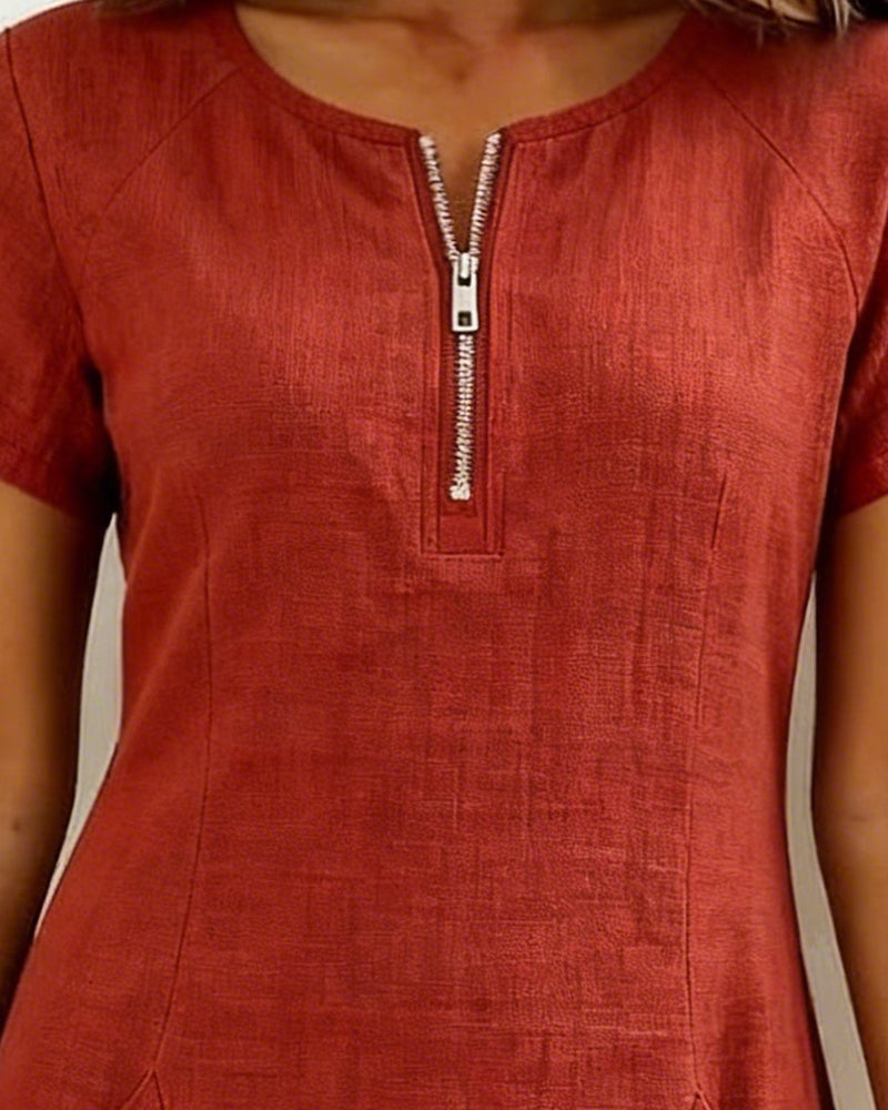 Cláudia | Vestido de algodão com fecho de correr