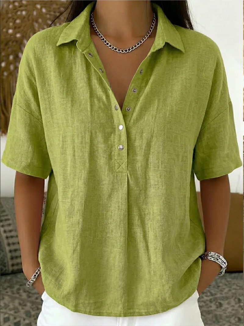Sara | Blusa com colarinho e detalhe de botão