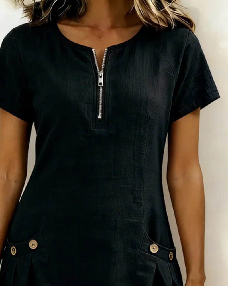 Cláudia | Vestido de algodão com fecho de correr