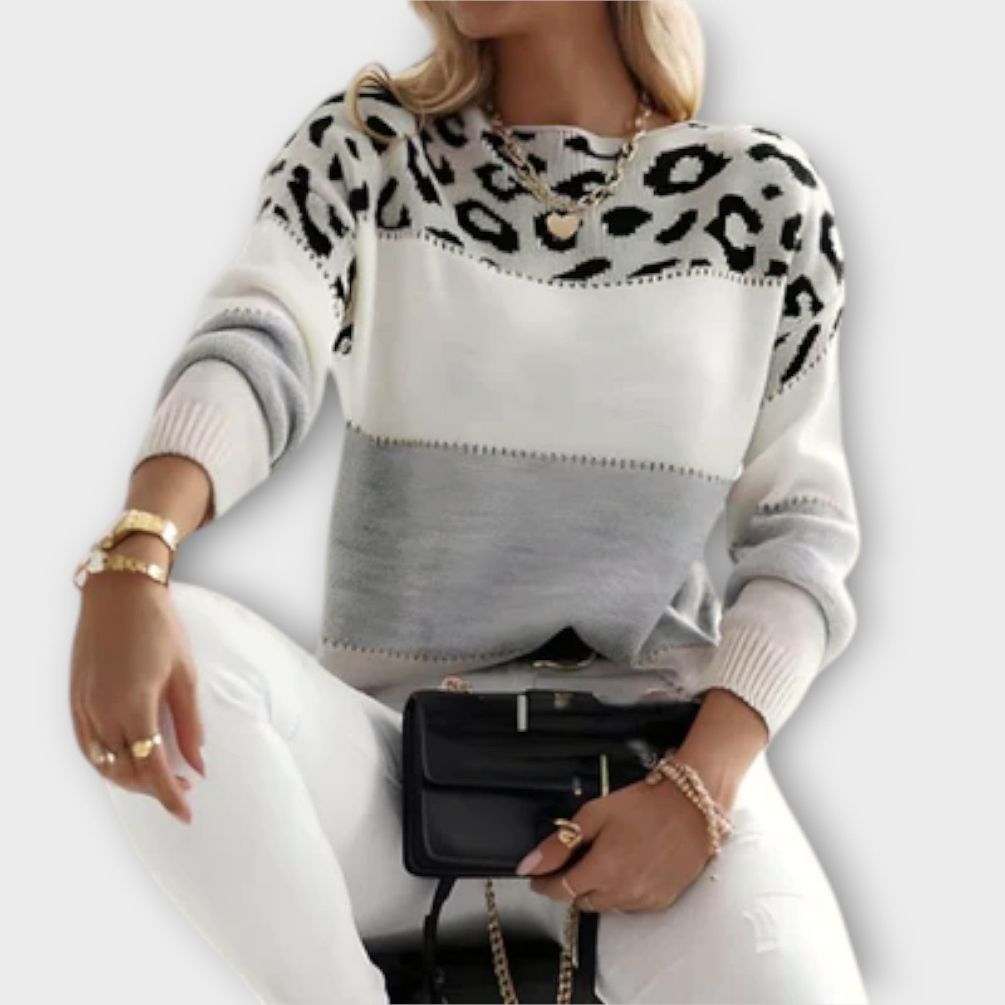Andreia - Camisola descontraída com padrão leopardo