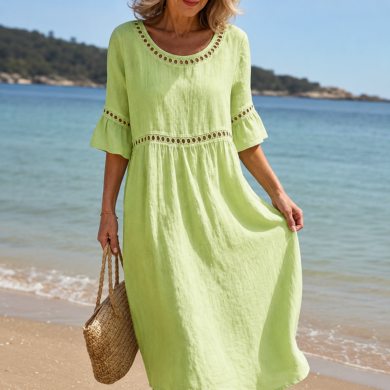 Helena | Vestido Longo em Linho Efeito Barriga Lisa