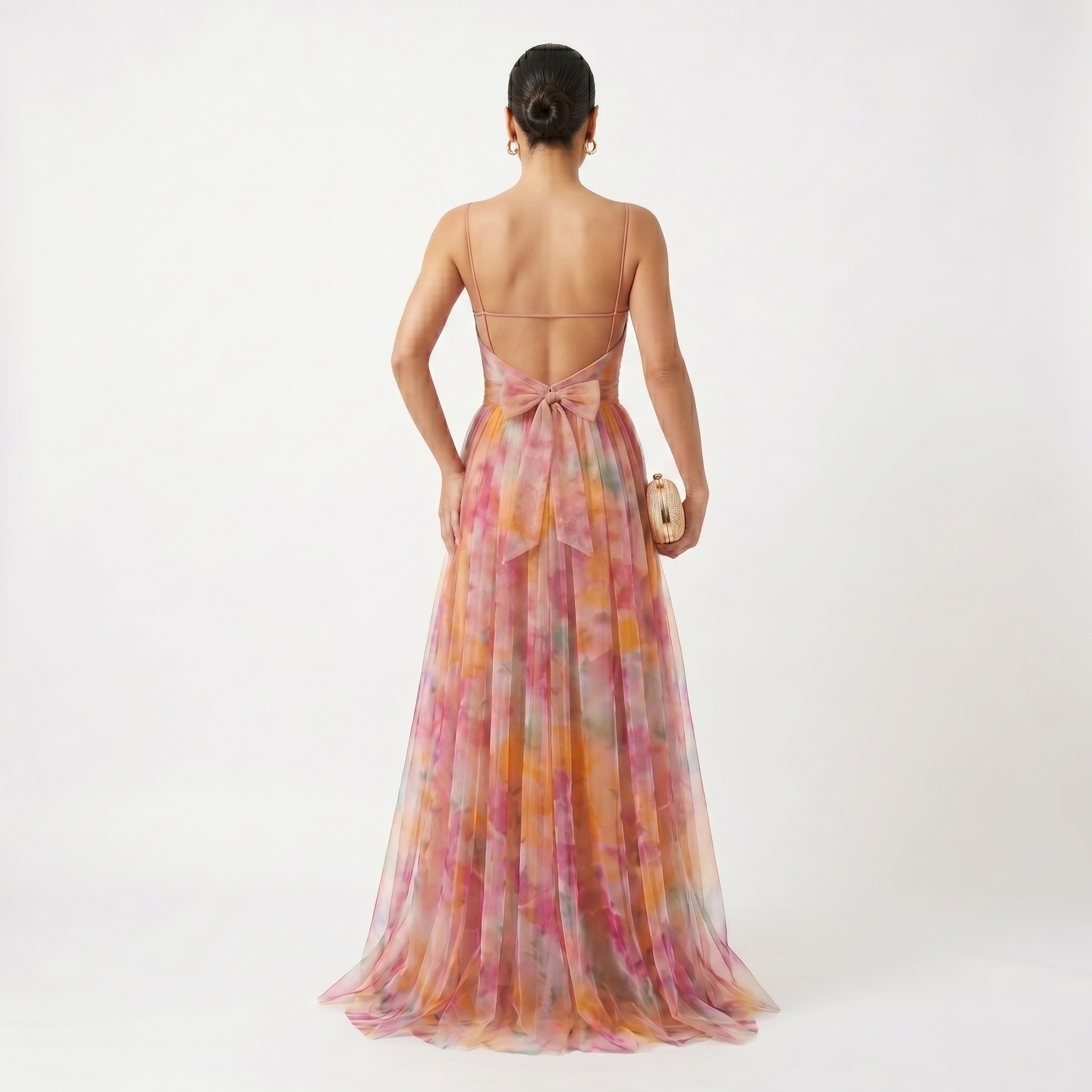 Helena | Vestido de Gala em Tule com Estampado Aguarela