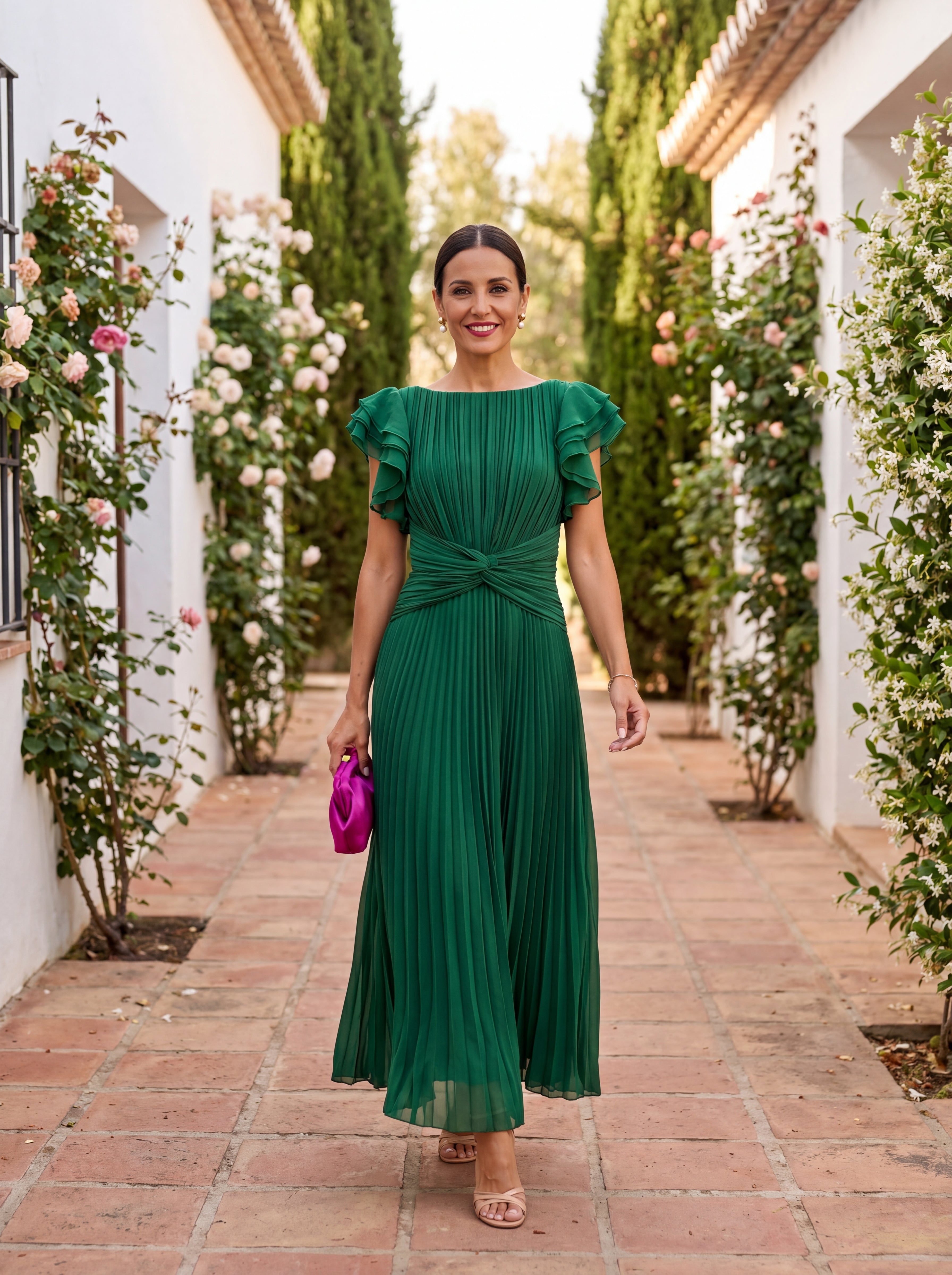 Isabella | Elegante Maxi Vestido Plissado com Cintura Amarrada