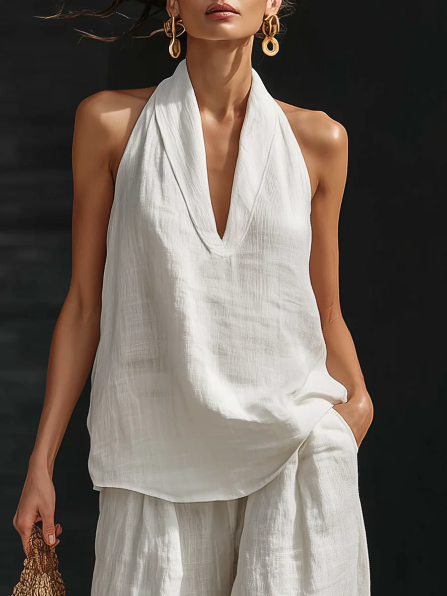 Benedita – Conjunto sem mangas e calças largas
