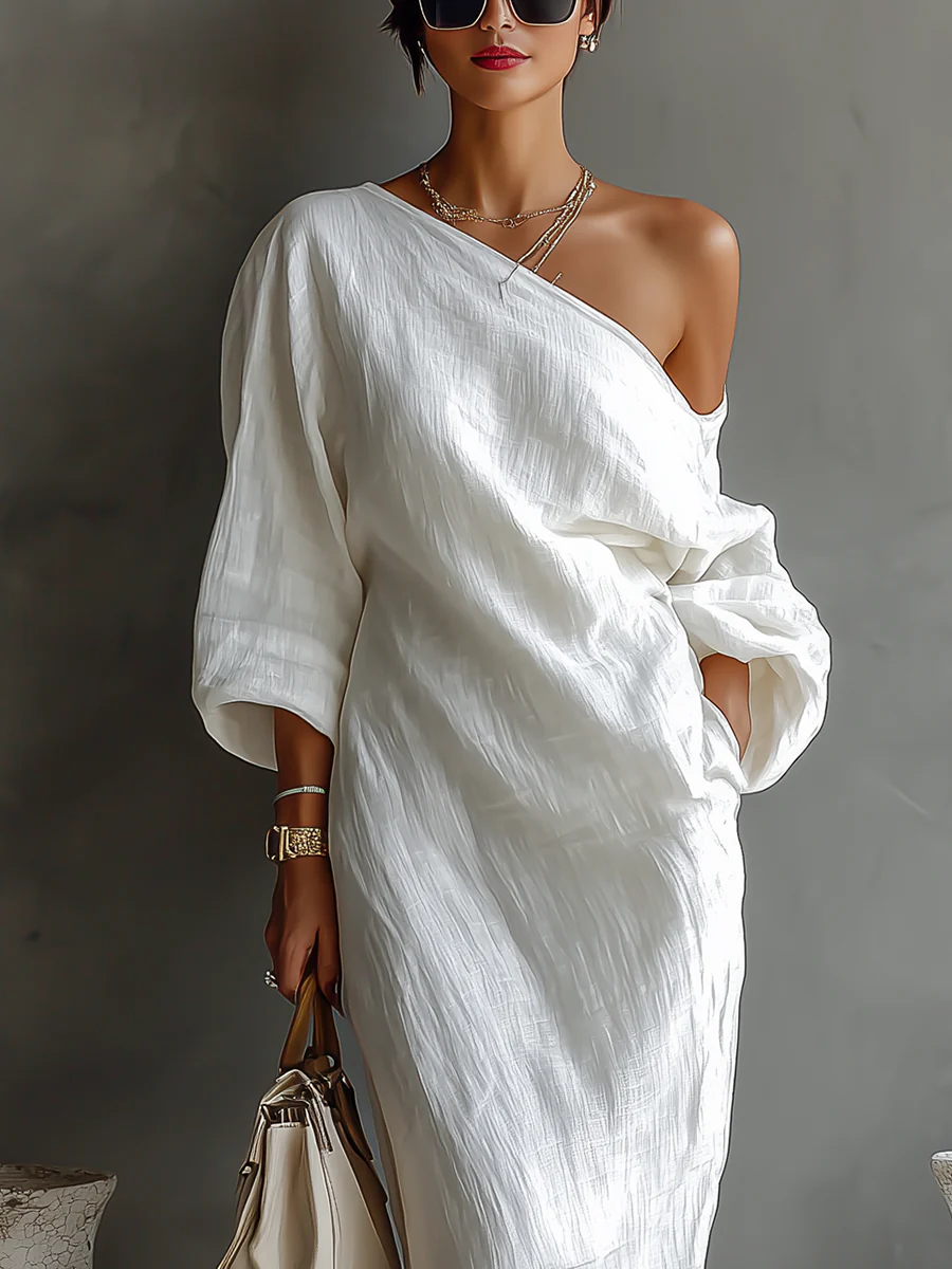 Madalena | Robe maxi assimétrica e elegante