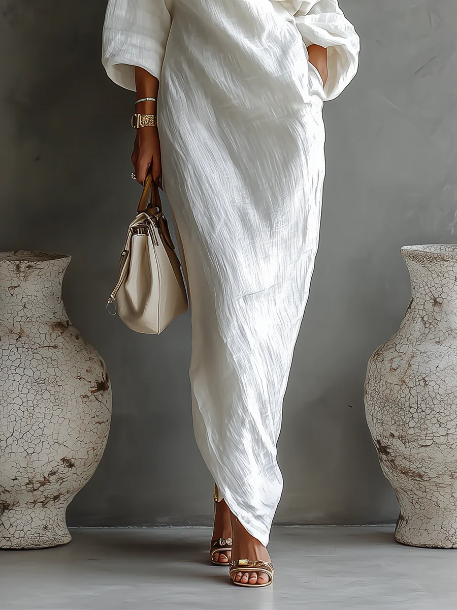 Madalena | Robe maxi assimétrica e elegante