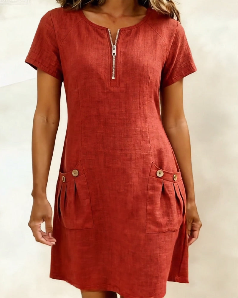 Cláudia | Vestido de algodão com fecho de correr
