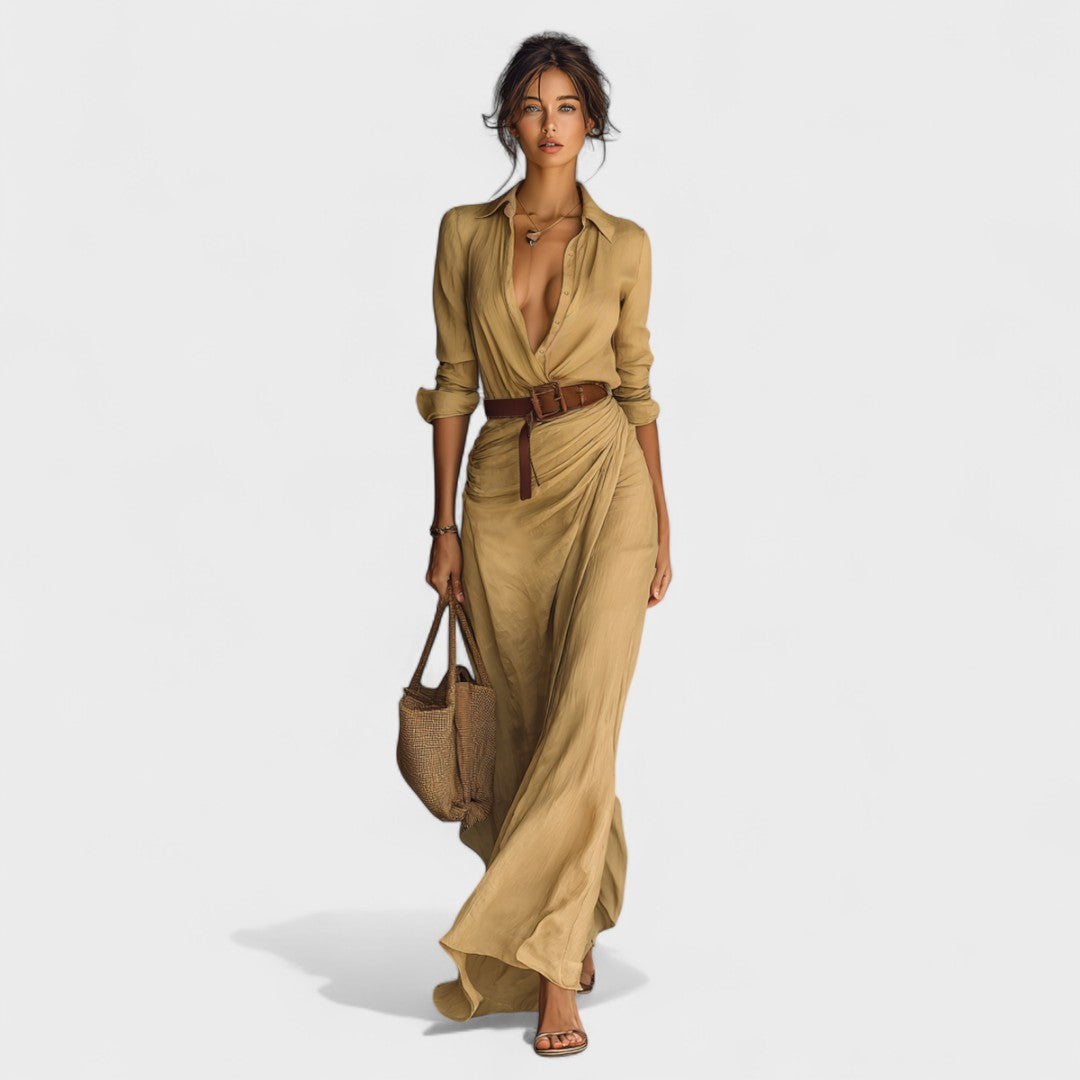 Andreia - Vestido longo com gola reversível