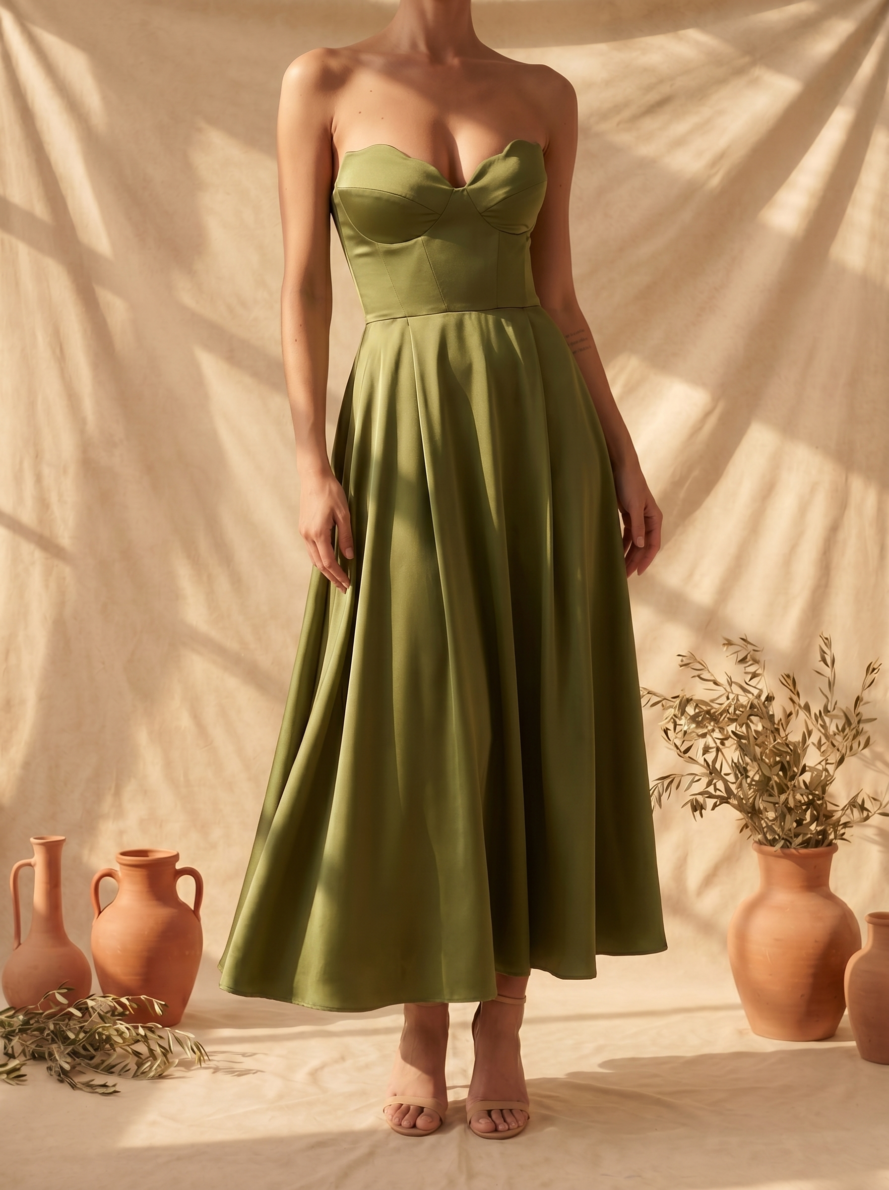 Laura | Vestido Midi Elegante Sem Alças