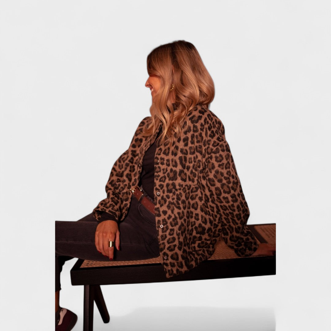 Rosa - Casaco moderno com padrão leopardo