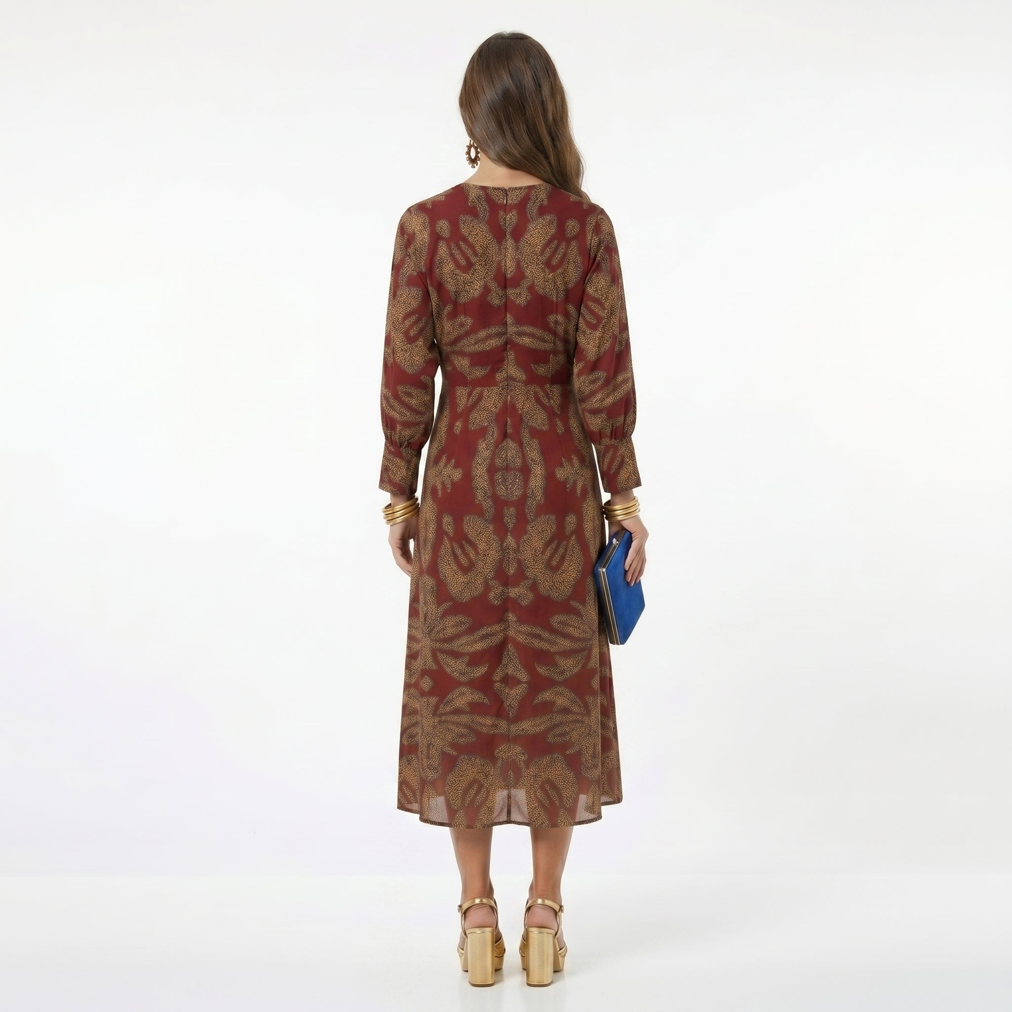 Teresa | Vestido Midi Estampado com Detalhe de Nó