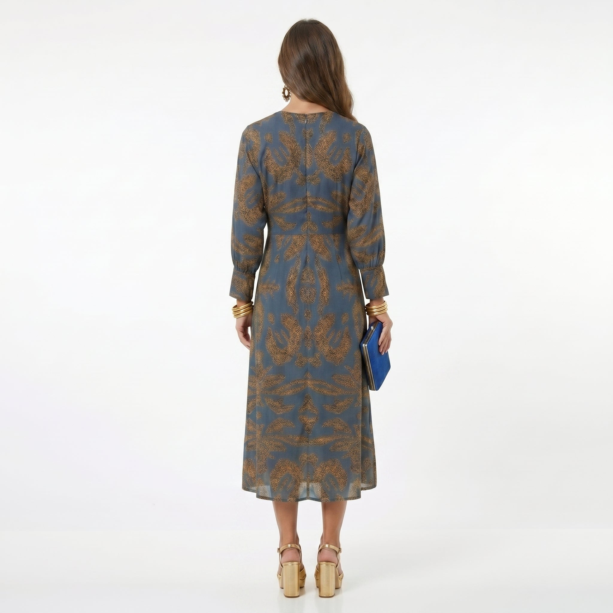 Teresa | Vestido Midi Estampado com Detalhe de Nó