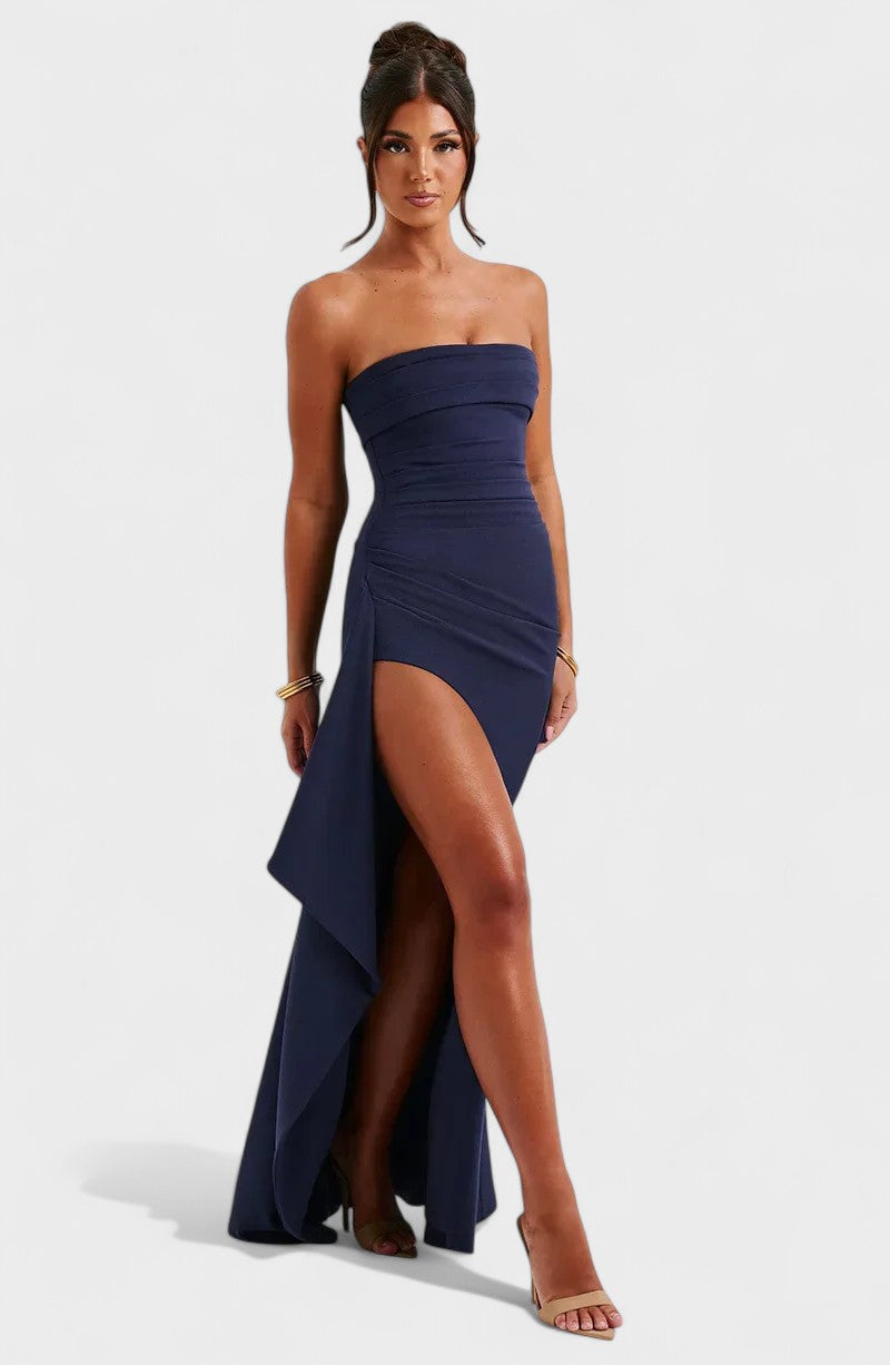 Cláudia - Vestido Comprido Elegante Sem Alças